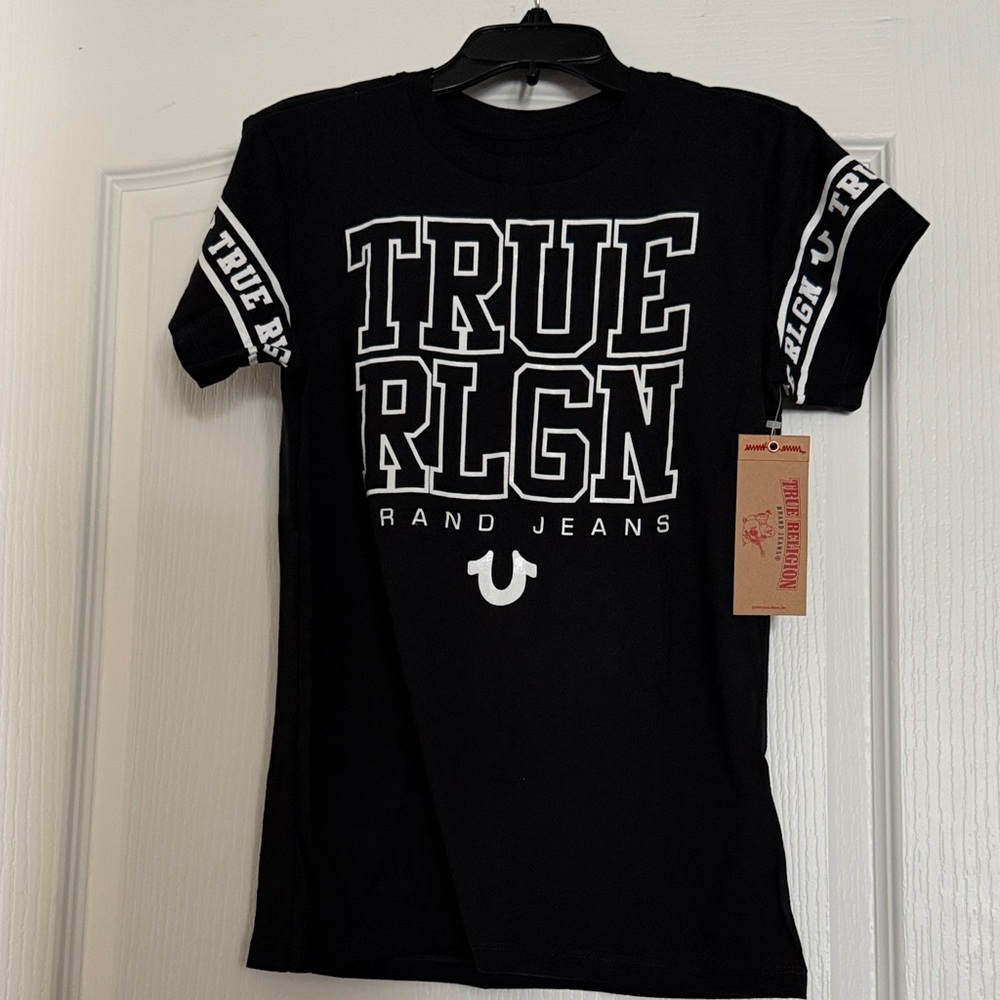 True Religion Black and White Graphic Logo Tee